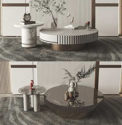 现代大理石茶几3D模型下载